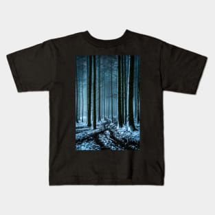 Snowy Forest in the Fog Kids T-Shirt